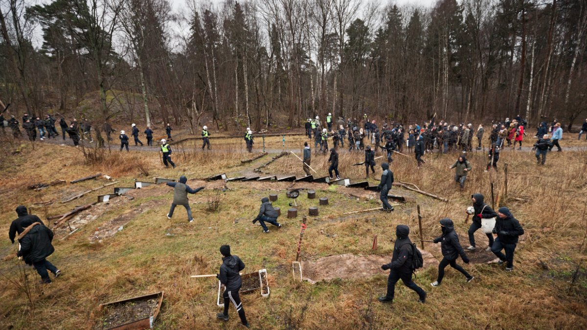 Nazisterna jagades ut i skogen av deltagare i demonstrationen.